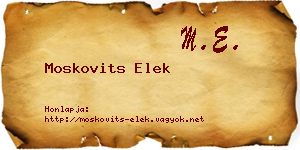 Moskovits Elek névjegykártya